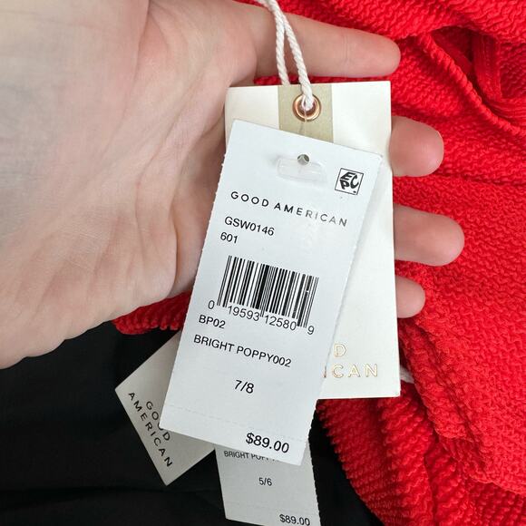 Good American Swimsuit Women's Plus Size 4X/5X Poppy Red Ribbed One Piece New - Picture 4 of 4